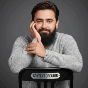 Content Creator - Sitting on Chair Happy Mode