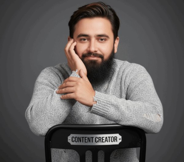 Content Creator - Sitting on Chair Happy Mode