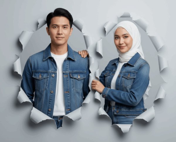 Creative Torn Paper Couple Portrait