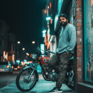Neon Night Rider: Urban Style Portrait