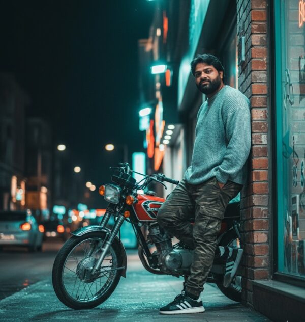 Neon Night Rider: Urban Style Portrait